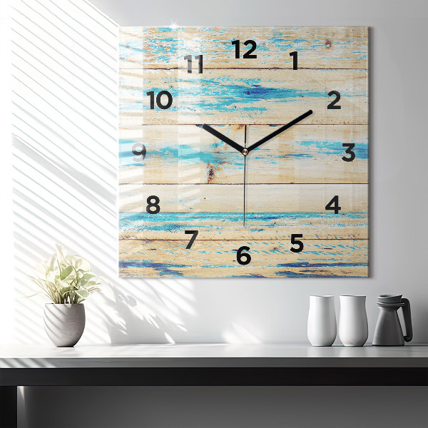 Square wall clock Scratched wood