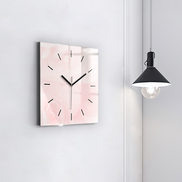 Square wall clock Blooming roses