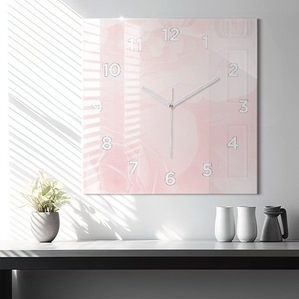 Square wall clock Blooming roses