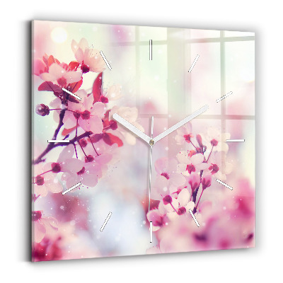 Square wall clock Spring flowers