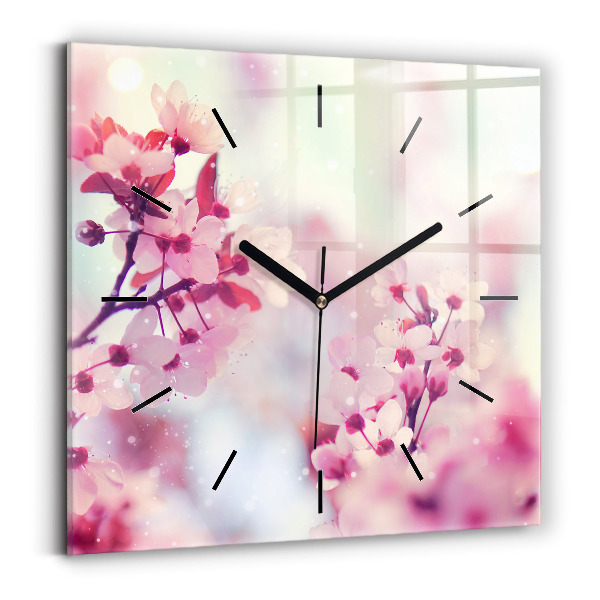 Square wall clock Spring flowers