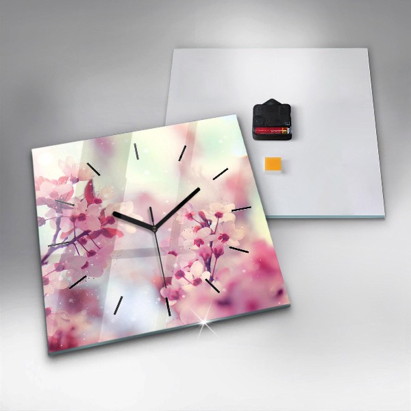 Square wall clock Spring flowers