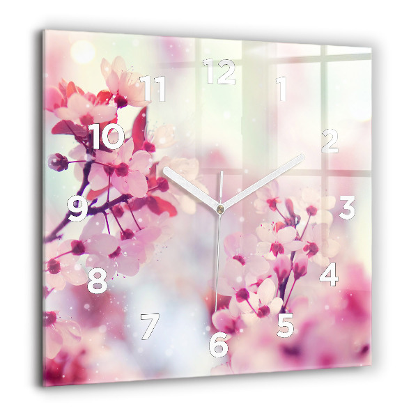 Square wall clock Spring flowers