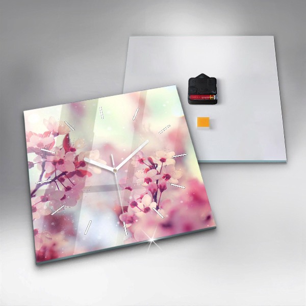 Square wall clock Spring flowers