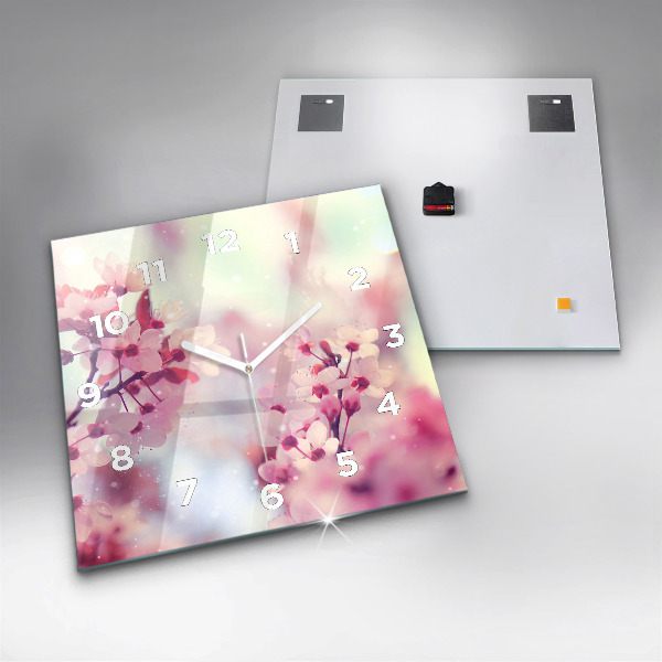 Square wall clock Spring flowers