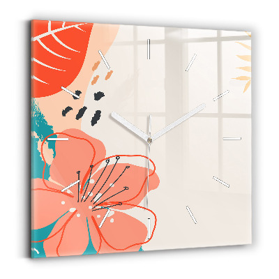 Square wall clock Hawaiian plants