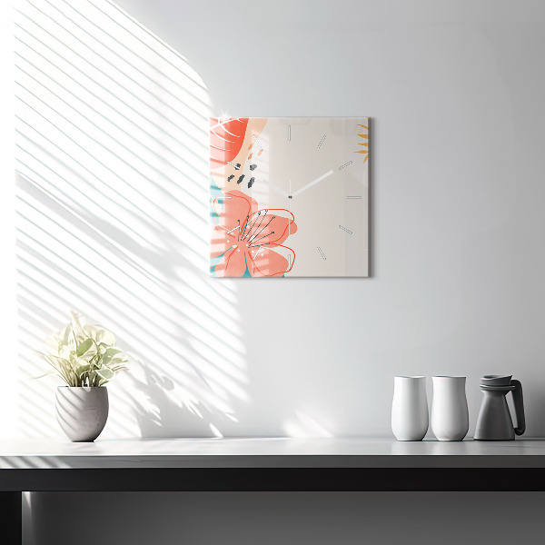 Square wall clock Hawaiian plants