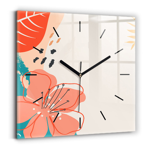 Square wall clock Hawaiian plants