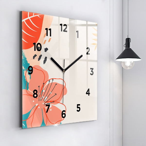 Square wall clock Hawaiian plants