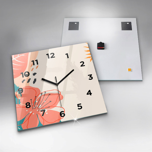 Square wall clock Hawaiian plants