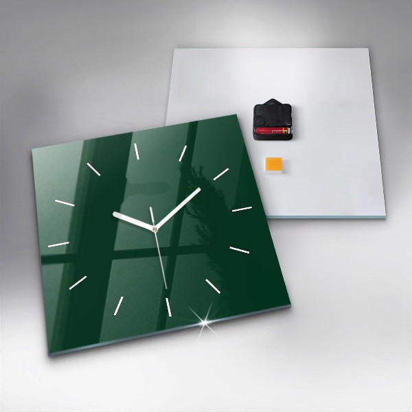 Square wall clock Color bottle green