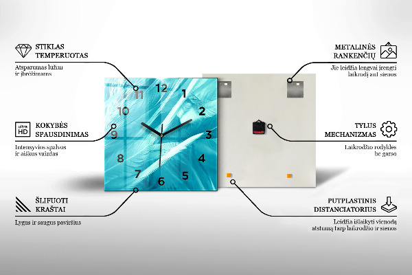 Square wall clock Blue