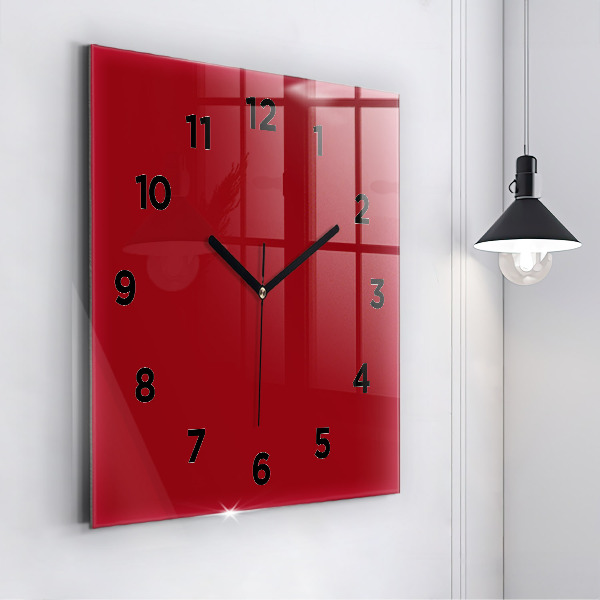 Square wall clock Red
