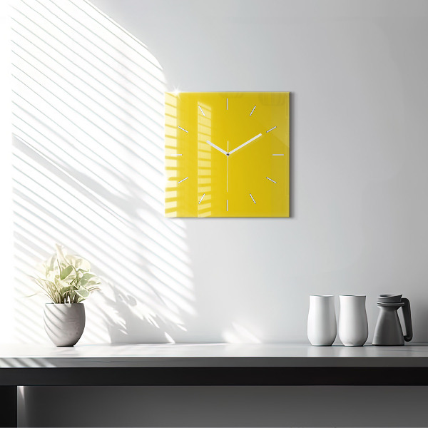 Square wall clock Yellow