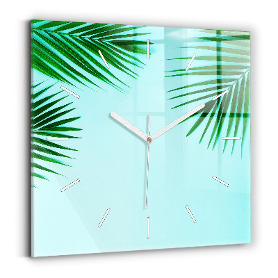 Square wall clock Green palm trees
