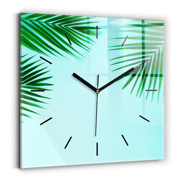 Square wall clock Green palm trees