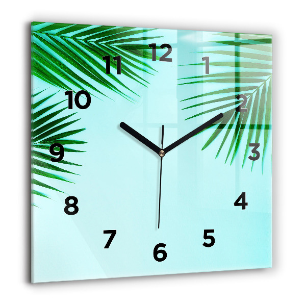 Square wall clock Green palm trees