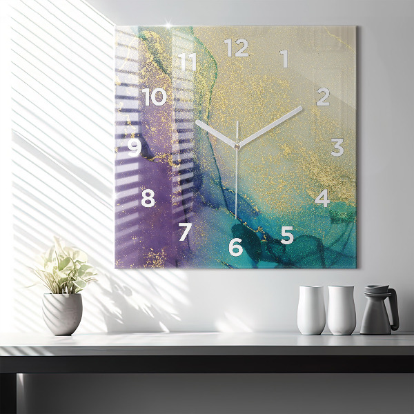 Square wall clock Abstraction of colors