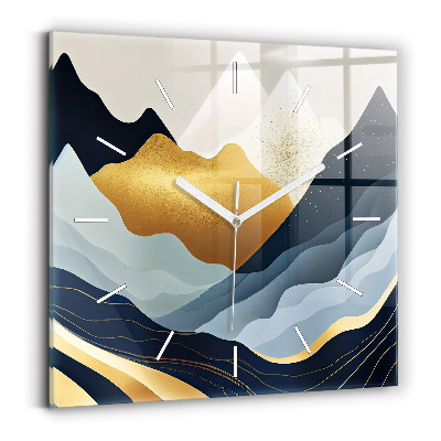 Square wall clock Abstract mountains