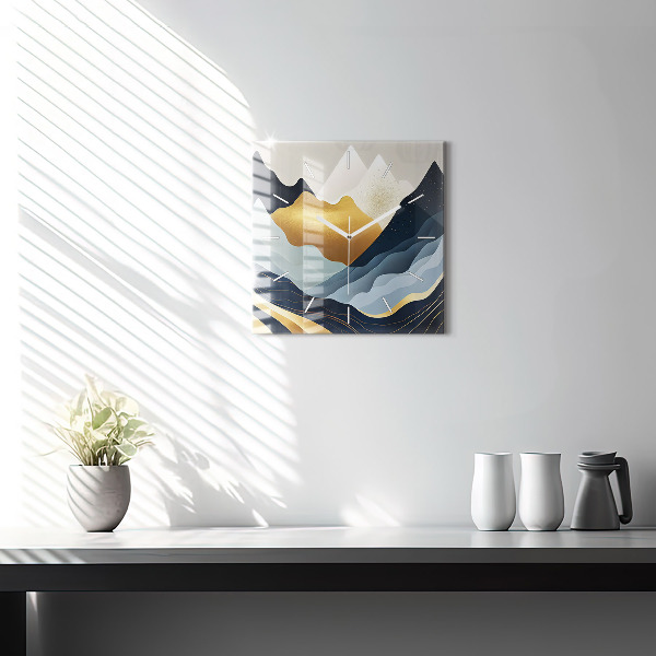 Square wall clock Abstract mountains