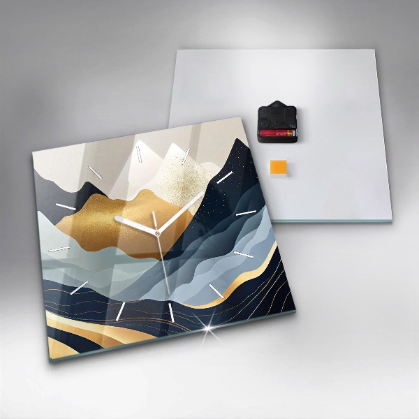 Square wall clock Abstract mountains