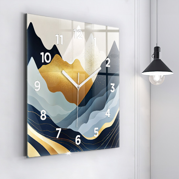 Square wall clock Abstract mountains