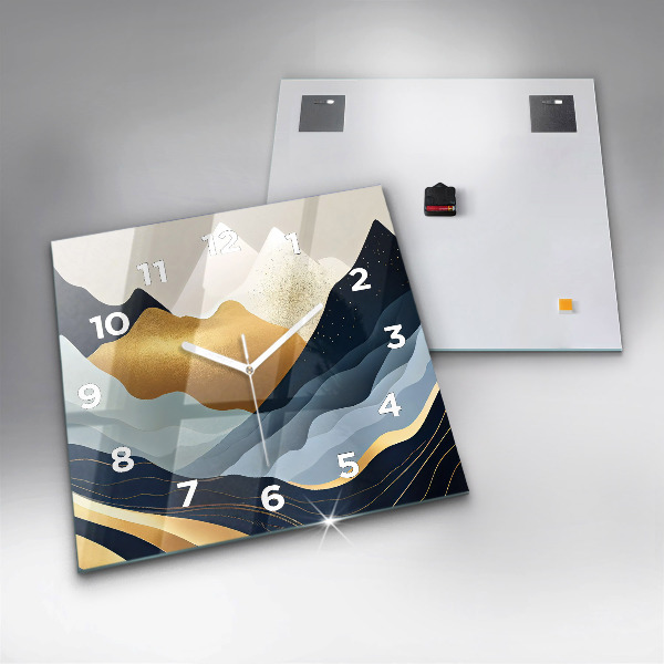 Square wall clock Abstract mountains