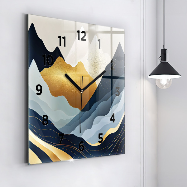 Square wall clock Abstract mountains