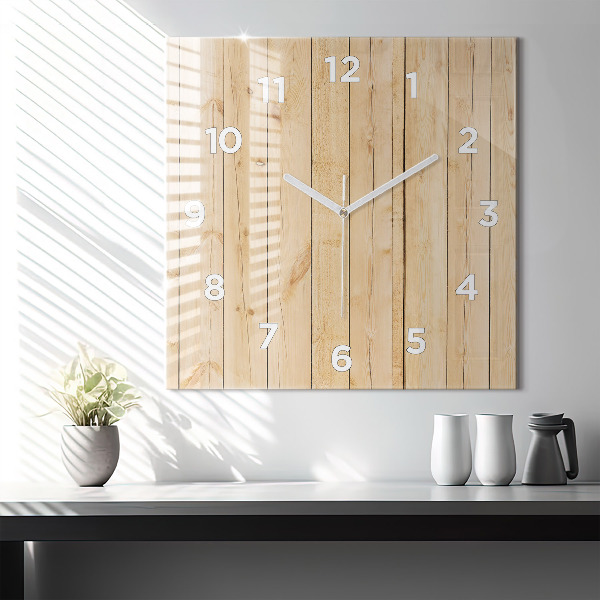 Square wall clock Wooden boards