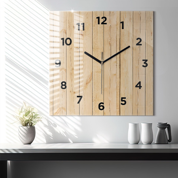 Square wall clock Wooden boards