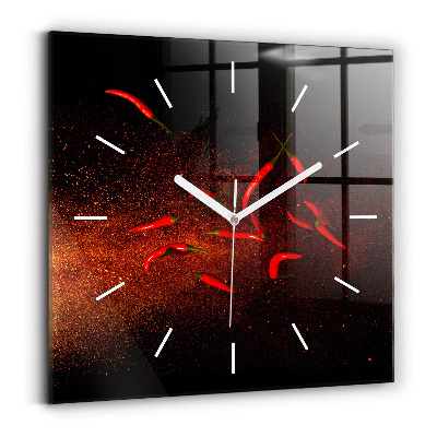 Square wall clock Chili peppers