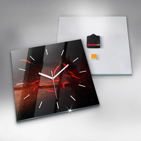 Square wall clock Chili peppers