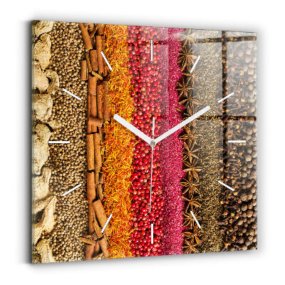 Square wall clock Rows of spices