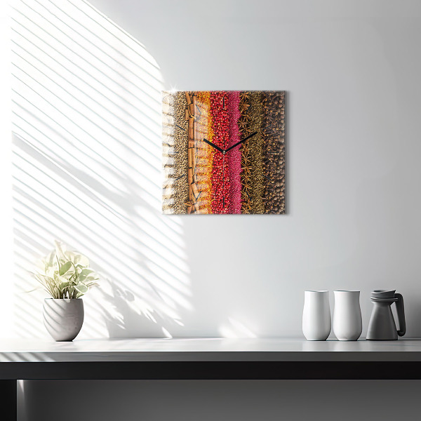 Square wall clock Rows of spices