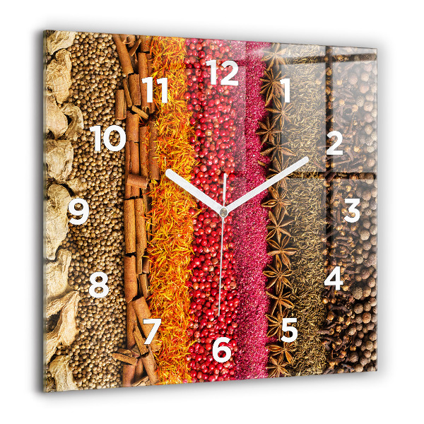Square wall clock Rows of spices
