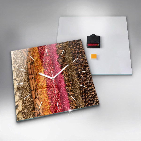 Square wall clock Rows of spices