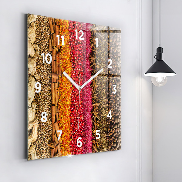 Square wall clock Rows of spices