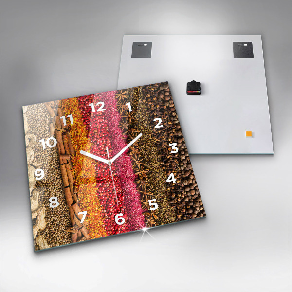 Square wall clock Rows of spices