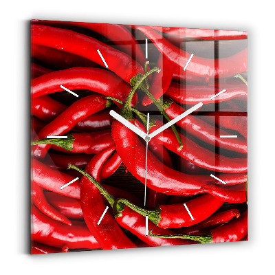 Square wall clock Hot peppers