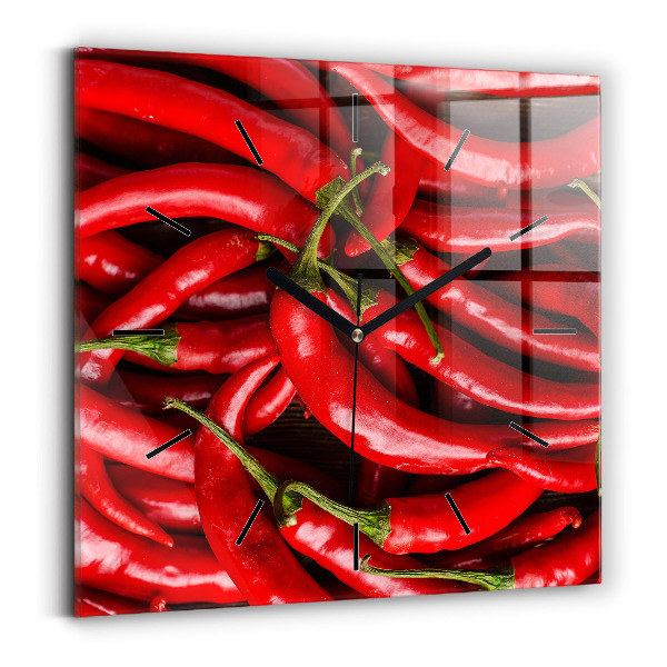 Square wall clock Hot peppers