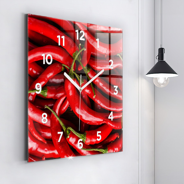 Square wall clock Hot peppers