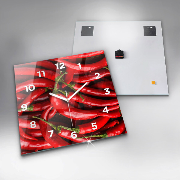 Square wall clock Hot peppers