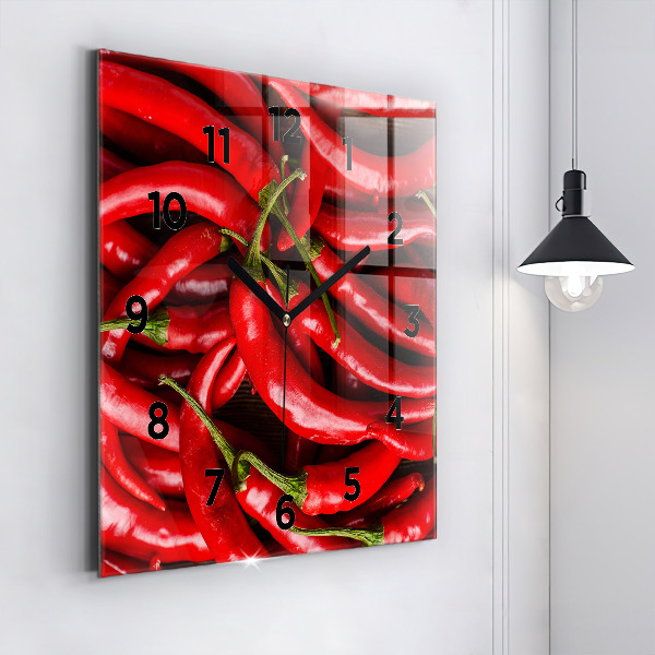 Square wall clock Hot peppers