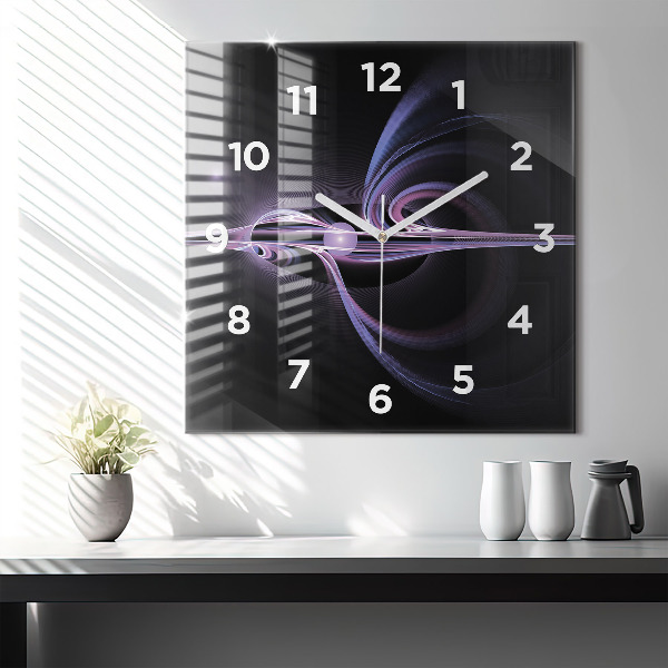 Square wall clock Purple abstraction