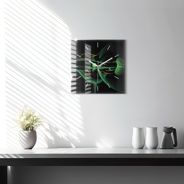 Square wall clock Green abstraction