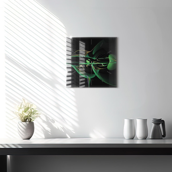 Square wall clock Green abstraction