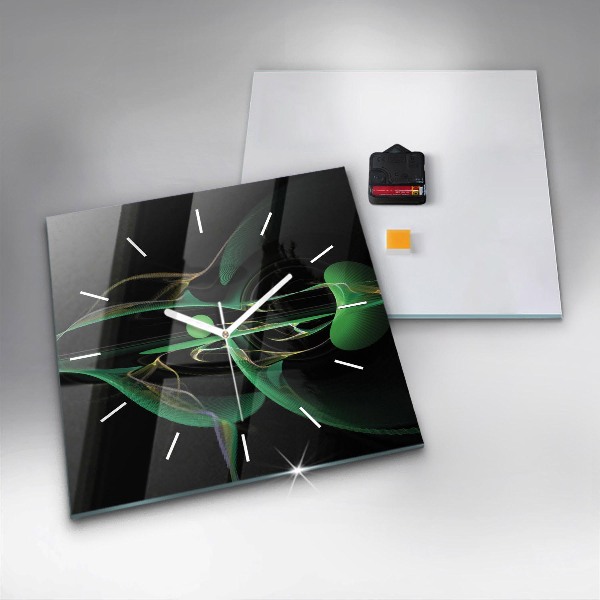 Square wall clock Green abstraction