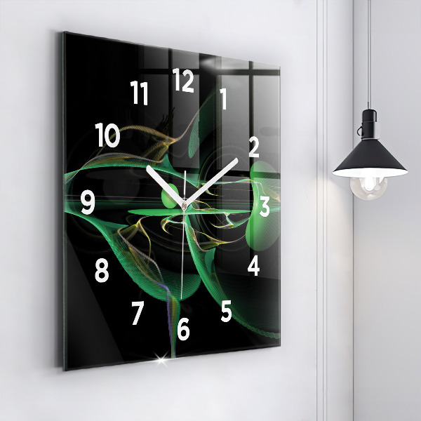 Square wall clock Green abstraction