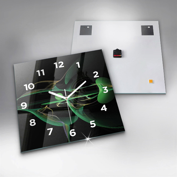 Square wall clock Green abstraction