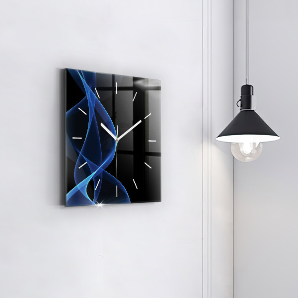 Square wall clock Blue lines